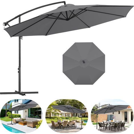 Jiubiaz Sombrilla 3,5 m gris: protección solar XXL para terraza y jardín