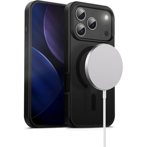 Crong Hybrid Frost MAG Cover - Custodia MagSafe per iPhone 17 Pro (Nero) (1/5)