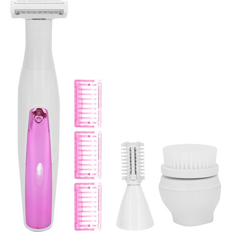 Épilation femme 3-en-1 : rasoir électrique, taille-sourcils, brosse nettoyante visage, appareil sans fil pour poils du visage et corps (1/5)