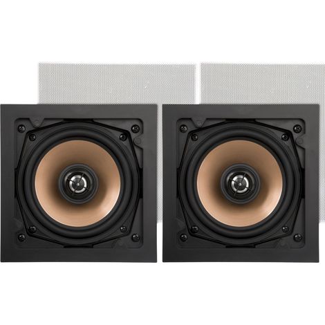 Artsound HPSQ525 5,25 Zoll Wand- und Deckenlautsprecher, 10-100 Watt, für Heim, Badezimmer, Küche, Büro, HiFi, mit schwenkbarem Hochtöner, Aluminium-Konus, Ausschnittschablone, quadratisch,