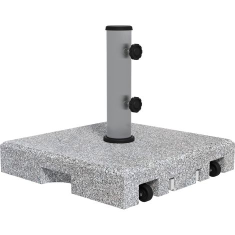 Base parasol granit 28kg compatible poteau 32 / 38 / 48mm roulettes stabilisant jardin balcon gris