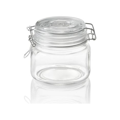 Bocal à fermeture mécanique 0,5 ltr Ø 9 cm H 10 cm verre inox silicone - Was Germany (1/2)