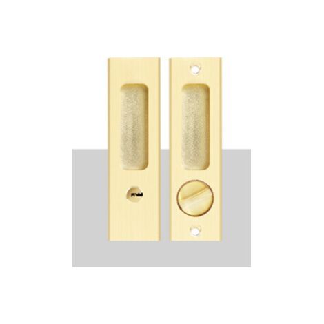 Poignée de porte encastrée avec serrure à clé coulissante 160mm (or brossé) – Loqueteau à glissière pour porte intérieure, finition dorée brossée, poignée creuse moderne. (1/5)