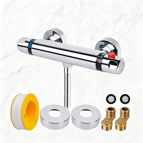 Mitigeur thermostatique de douche en cuivre – Protection de sécurité 38℃ – Réglage précis de température et débit – Installation facile (1/5)