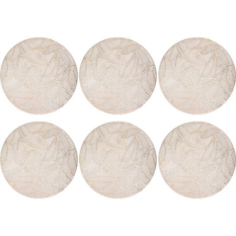 Set De Table Rond 6 Pièces, Tapis De Table à Manger en PVC écologique évidé Doré 38cm Résistant à la Chaleur pour Table à Manger 38x38cm/15x15in (1/5)