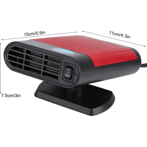 Dégivreur de Pare-brise avec Purificateur d'Air 150W 12V, ABS Noir Rouge, 11x15x7.5cm, 384g, 360° Basculant, 2 Modes Vent Chaud/Naturel (1/5)