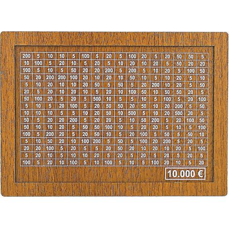 La tirelire est disponible en quatre tailles et comporte un objectif d'épargne avec des cases à cocher pour des montants allant jusqu'à 10 000 euros. (1/5)