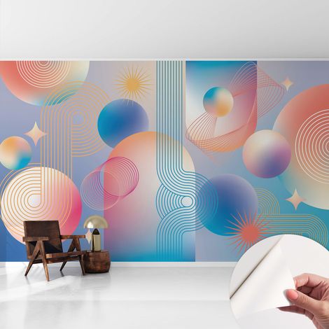 Carta da parati adesiva - lavabile - decorazione murale - per cucina - pellicola decorativa Astrazione colorata 416x254 cm (1/5)