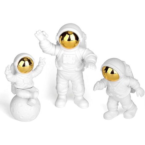 Ensemble de 3 figurines d'astronautes, petits objets décoratifs pour salon, meuble TV ou chambre d'enfant. (1/5)