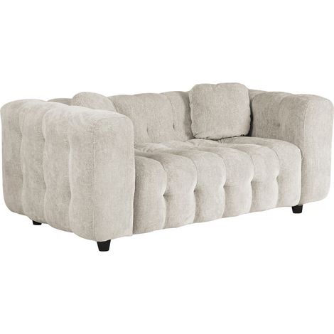 Sofá recto de chenilla "Vendome" - 2 plazas - Beige