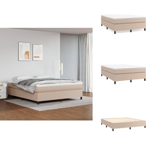 Sommier à lattes de lit avec matelas Cappuccino 180x200 cm - Lit Tapissier - Lit Double - Matelas À Ressorts Ensachés - Support Moyen Dur - Housse De Protection (1/5)