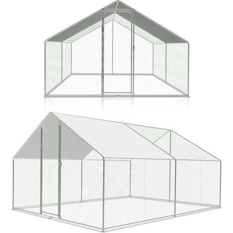 Freilaufgehege – Hühnerstall aus Metall begehbar, Tür & Riegel – Freigehege für Hühner, Kleintiere & Pflanzen - 3x4x2m mit 12 m² Lauffläche