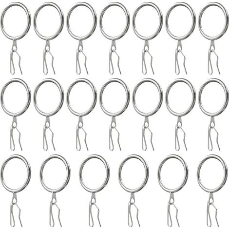 20 Pièces Curtain Rings,Anneaux de Rideaux Métal und Crochet Rideau Metal,Rideaux de Porte,Rideau de Douche(Nickel Brillant) (1/5)