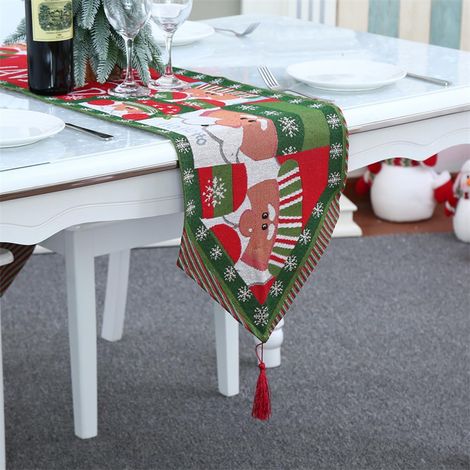 Weihnachtstischläufer 180 x 35 cm, rotes Design, wasserdichtes und abwischbares Polyester, Frohe Weihnachten Tischläufer für Esstischdekoration, Winterfest (1/5)
