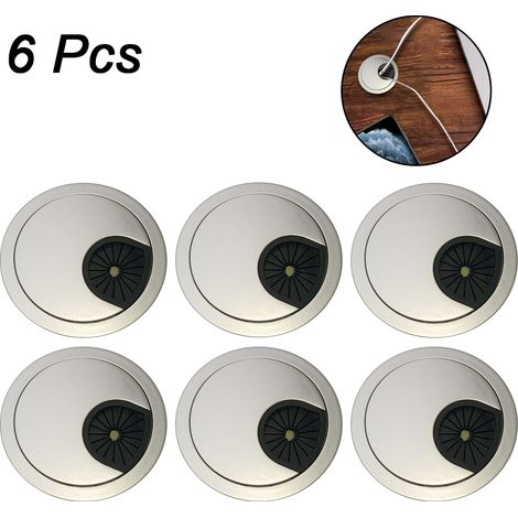 Lot de 6 passe-câbles de bureau avec cache-câbles et protection en plastique