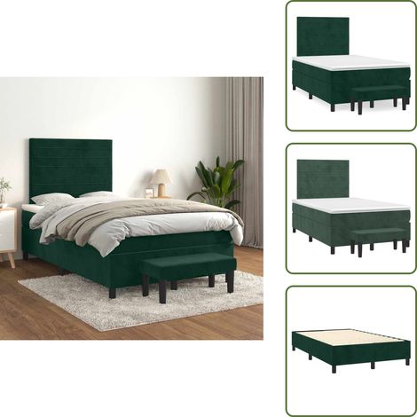 Tête de lit réglable - vidaXL Sommier à lattes de lit et matelas Vert foncé 120x200cm Velours - Banc multifonctionnel (1/5)