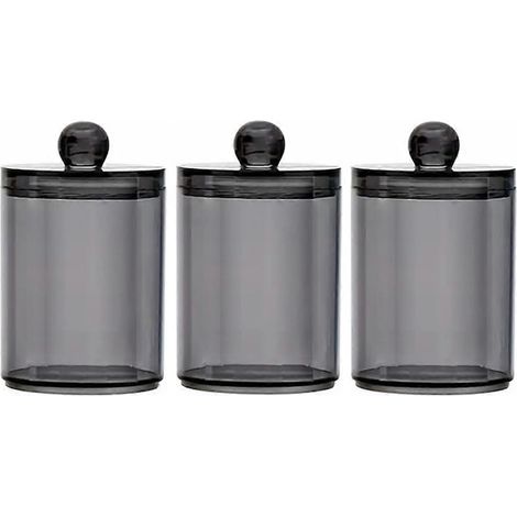 3er-Pack Wattestäbchen-Spenderbehälter, Badezimmerbehälter, schwarzer Kunststoffhalter