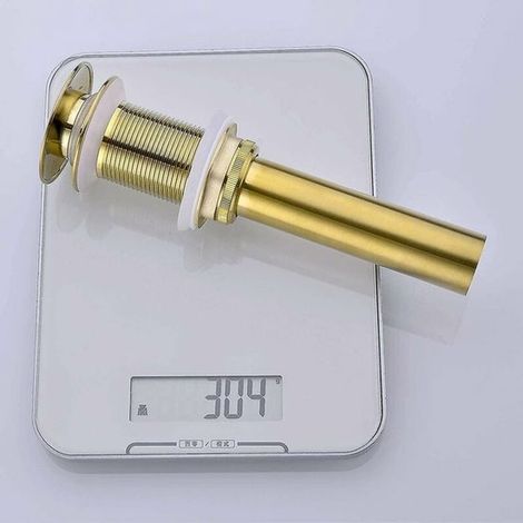 Adecuado para: lavabo sin rebosadero, lavabo de baño, desagüe emergente, tapón para lavabo, lavabo de tocador - oro cepillado (1/5)