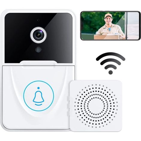 Sonnette vidéo avec caméra, sonnette vidéo sans fil WiFi avec sonnerie-AquaForge