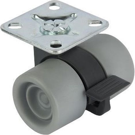 Rueda Plet. Cincinnati Gris D-38 S.freno  - CINCINNATI - Rueda con o sin freno de pletina para mueble (1/4)