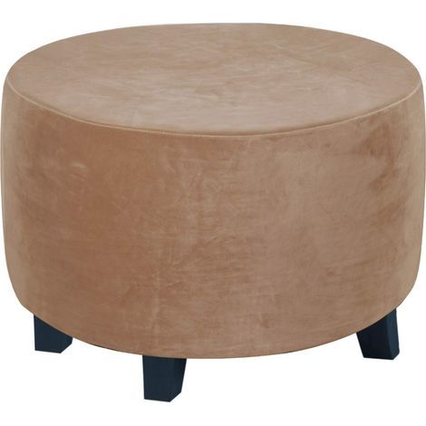 Housses de Pouf Rondes Housse Tabouret Rond Housse d'ottoman en Velours Extensible Couvre de Protection de Repose-Pieds Velours (1/5)