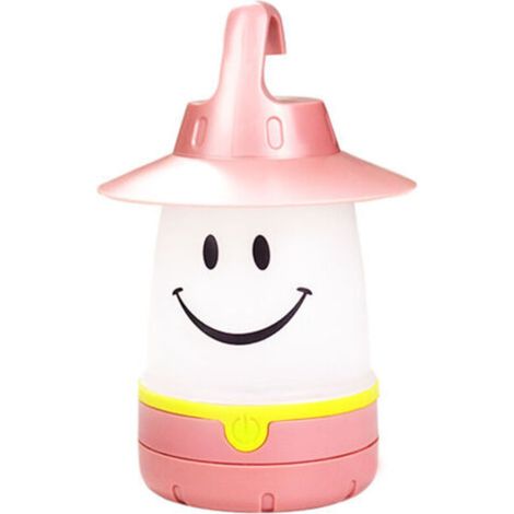 Lampe visage souriant, accessoire créatif pour tente d'enfant, lampe de camping, rose, piles non incluses (1/5)