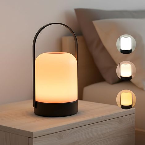 Wiederaufladbares Touch-Nachtlicht, 3-farbige wiederaufladbare LED-Tischlampe, tragbare Nachttischlampe mit USB-Akku für Schlafzimmer, Kinderzimmer, Camping und Stimmungsbeleuchtung (1/5)