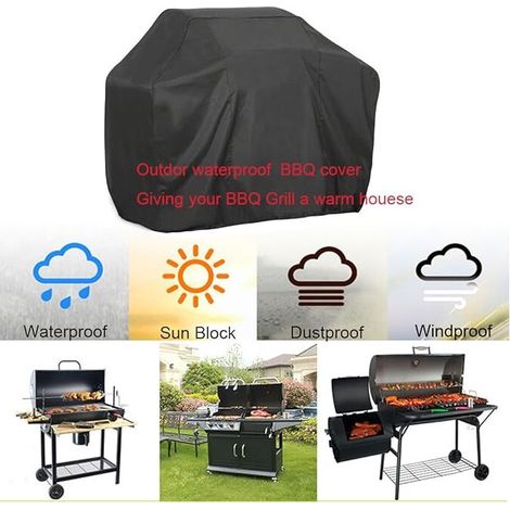 Grillabdeckung Schutzplane 145x61x117cm Grillzubehör, wasserdichte Abdeckhaube, wasserdicht, Schwarz (1/5)