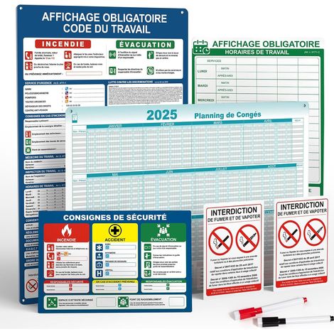 Pack of 8 compulsory displays, rigid PVC panels, erasable and rewritable surface, mounting kit included (1/5)
