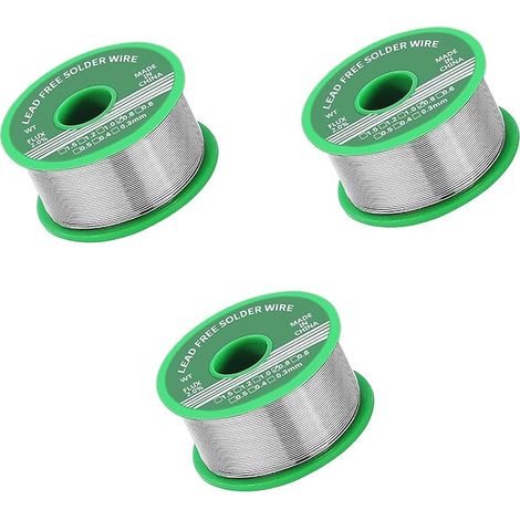 3 Stück Lötzinn, bleifreies Zinn mit Kolophoniumkern, Lötzinn mit Flussmittel, Lötdraht für elektronische elektrische Lötkomponenten, Reparatur und Heimwerken (0,8 mm, 20 g) (1/5)