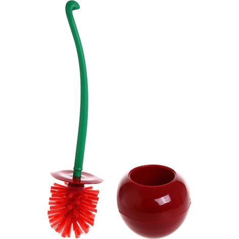 Brosse de toilette créative avec support et long manche, outil de nettoyage pour salle de bain - Rouge vin (1/5)
