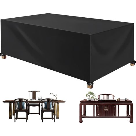 Gartentischabdeckung – 170 x 94 x 70 cm – 420D Oxford – winddicht/UV-beständig/kältebeständig – schwarz – für Sofa/Sessel/Tische