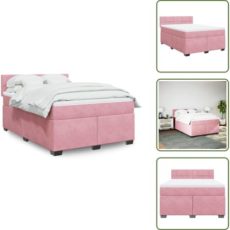 Boxspringbett mit Matratze Rosa 160x200 cm Samt - Boxspringbett - Boxspringbetten - Bett - Betten