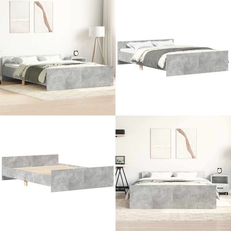 Bettgestell mit Kopf- und Fußteil Betongrau 120x200 cm - Beton Grau - Holzrahmen - Massivholzbette - Kiefernbettgestell - Lattenrost - Home & Living (1/5)