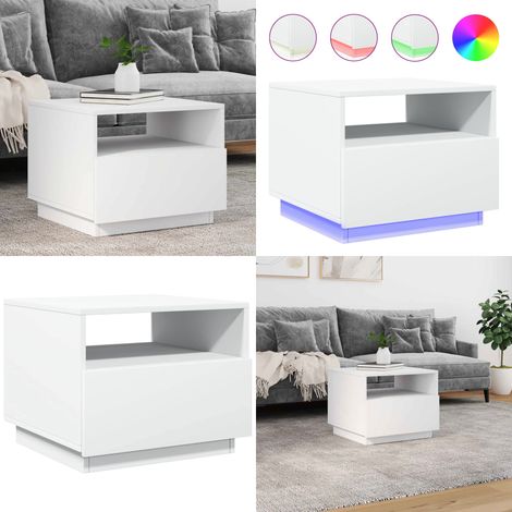 Couchtisch mit LED-Leuchten Weiß 50x49x40 cm - Couchtisch - Wohnzimmerstil - LED Beleuchtung - Holzwerkstoff - Weißer Couchtisch - Home & Living (1/5)