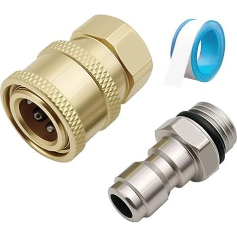 1/4'' Ensemble Nettoyeur Haute Pression Rapide Connecteur Coupleur en Laiton Adaptateur Raccord Coupleurs de Nettoyeurs pour Pistolet à Eau - 1/4 (1/5)