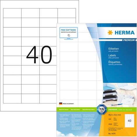 Herma Premium Etik. 48,5x25,4 100 Bl. DIN A4 4000 Stück 4474 (1/5)