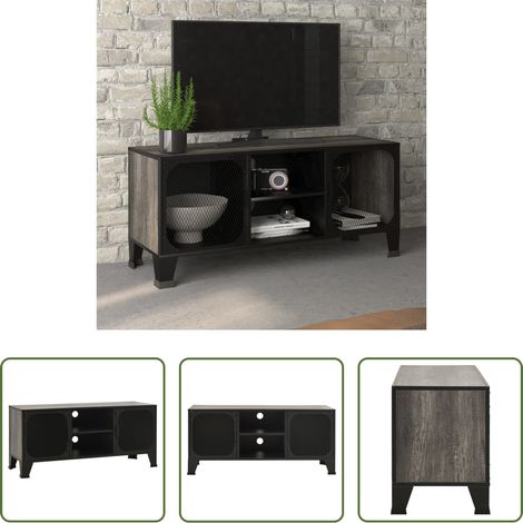 Armoire tv - Meuble TV Gris 105x36x47 cm Métal et MDF (1/5)