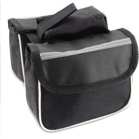 Bolsa para cuadro de bicicleta de dos compartimentos con reflector (1/5)