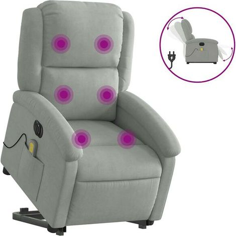 Chaise longue électrique de massage à bascule en velours gris clair – Réglage inclinable, fonction chauffage et vibration, design ergonomique pour détente complète (1/5)