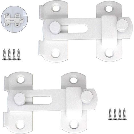 2 Pièces Loquet de Porte Fermoir,Cadenas Loquet,Boulons Antivol Coulissants Pour la Sécurité Domestique en Acier Inoxydable,Pour Portes d'Armoires,Fenêtres et Petites Cages (Blanc) (1/5)