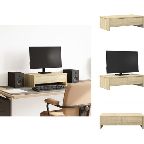Monitorständer mit Schubladen Sonoma-Eiche 50x27x15 cm - Monitorständer - Monitor Ständer - Monitorerhöhung - Monitorständer Schreibtisch (1/5)