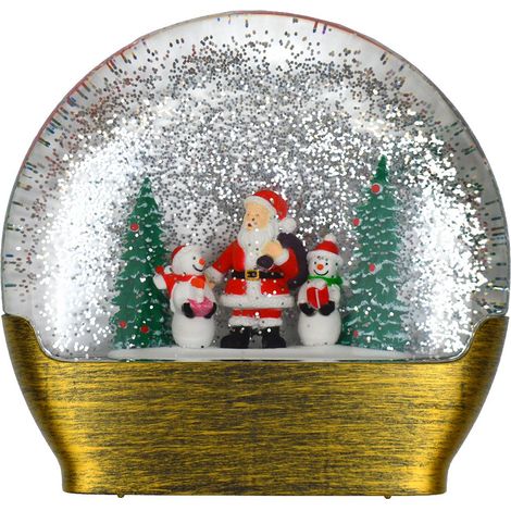 Snowtime Christmas Water Dome with Santa Snowman and Trees - Battery Operated (1/4)
