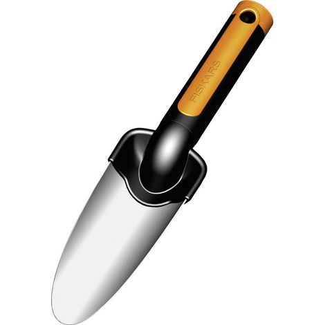 Fiskars Premium 27 cm Steel Transplanting Trowel in Black and Orange
