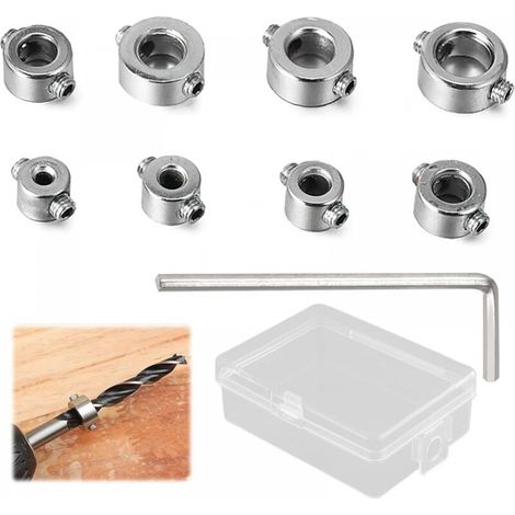 8PCS 3-10mm Foret Profondeur Butée Anneau, Butée de Profondeur de Foret de Bagues d'Arrêt de Profondeur Pour Forets Contrôle Précis (1/5)
