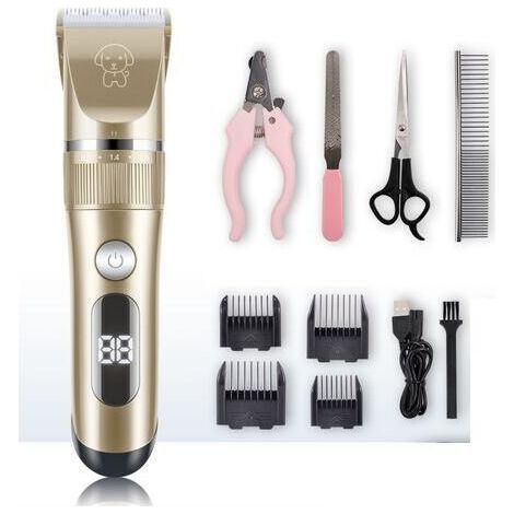 BUNTHAUS Tondeuse Chien IPX7 Professionnel Sans Fil Détachable Tondeuse pour Chien Lames en Céramique Ecran LCD Charge Rapide Rasoir Chien Lame Détachable et Lavable à faible bruit 5 Vitesses de Rotat (1/5)