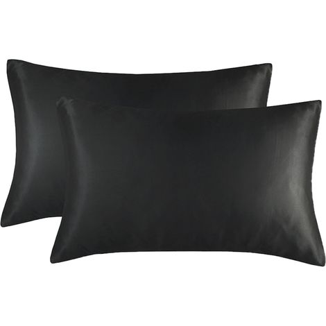 2 taies d'oreiller en polyester, légères, douces et confortables, housses pour la famille et les amis, noir (1/5)