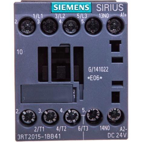 Contactor de potencia 7A 3P 24V CC 1Z 0R S00 3RT2015-1BB41