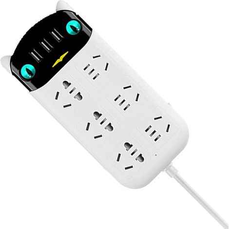 Multiprise intelligente 6 prises + 2 USB, câble long 2,8 m avec interrupteur, multiprise haute puissance 220 V, blanche, prise standard nationale, multifonction pour maison, multiport sécurisé (exclus (1/5)