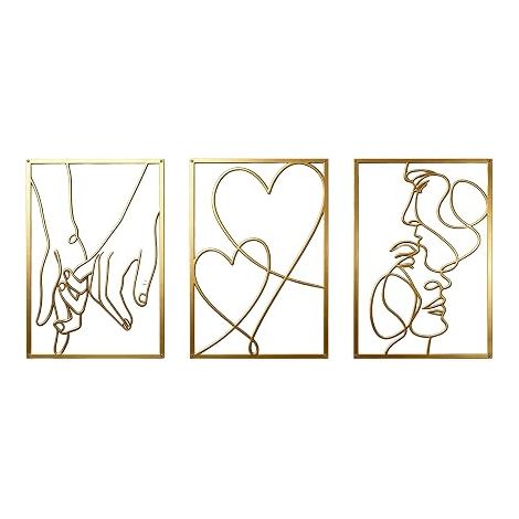 Set of 3 Gold Metallic Wall Decorations (1/5)